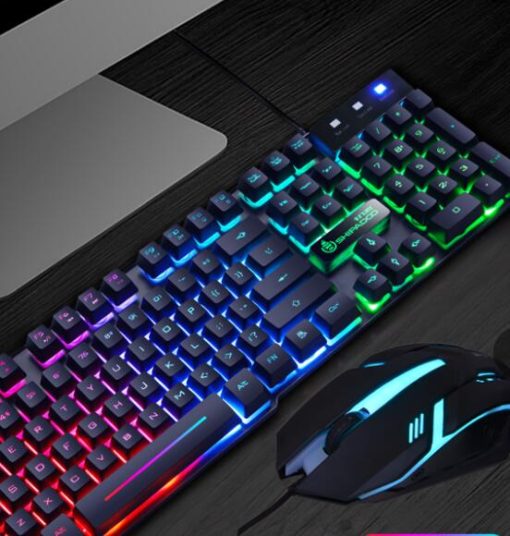 Backlight Computer And Gaming Keyboard and Mouse LED Multi-Colored Changing Backlight Keyboard Set