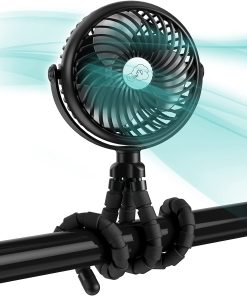 Battery Operated Personal Fan with Flexible Tripod Clip-On Rotatable Handheld Fan