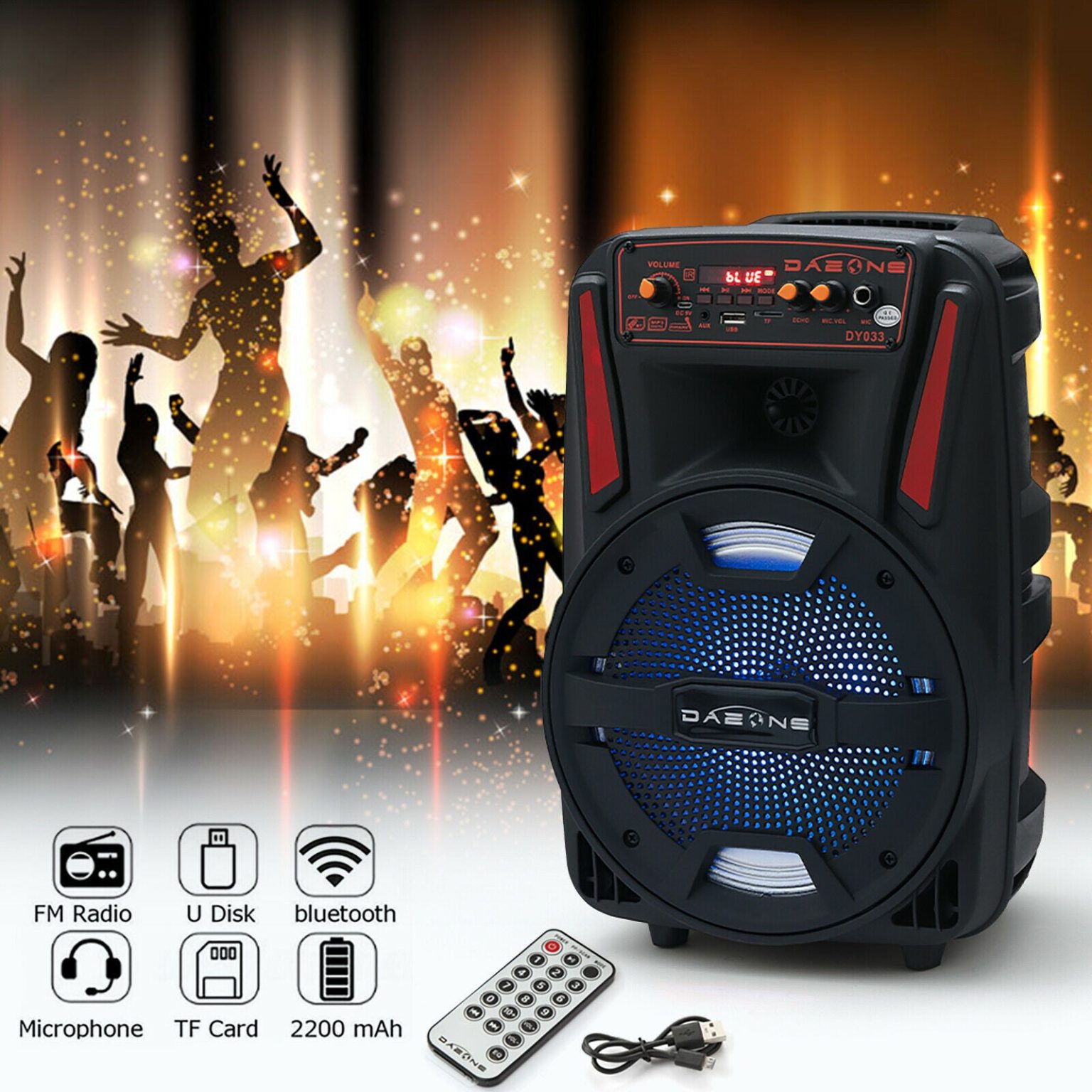 Portable FM Bluetooth Speaker Sound System Dj Party Tailgate With Remote-TurboTech215