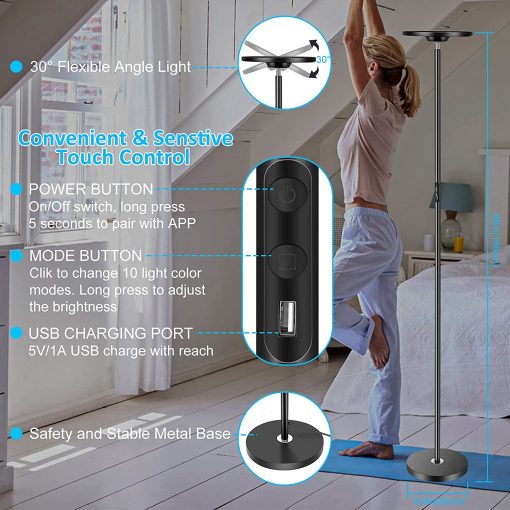 Smart LED Floor Lamp Standing Light RGB App/Voice Control for Alexa Google Home Smart Lighting-TurboTech215