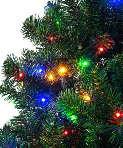 Pre-Lit Artificial Christmas Tree Multicolor LED Lights 7FT-TurboTech215