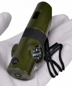 7-in-1 Emergency Whistle Survival Flashlight Mirror With Storage Hiking Compass Camping Thermometer Magnifier Mirror Outdoor Tools