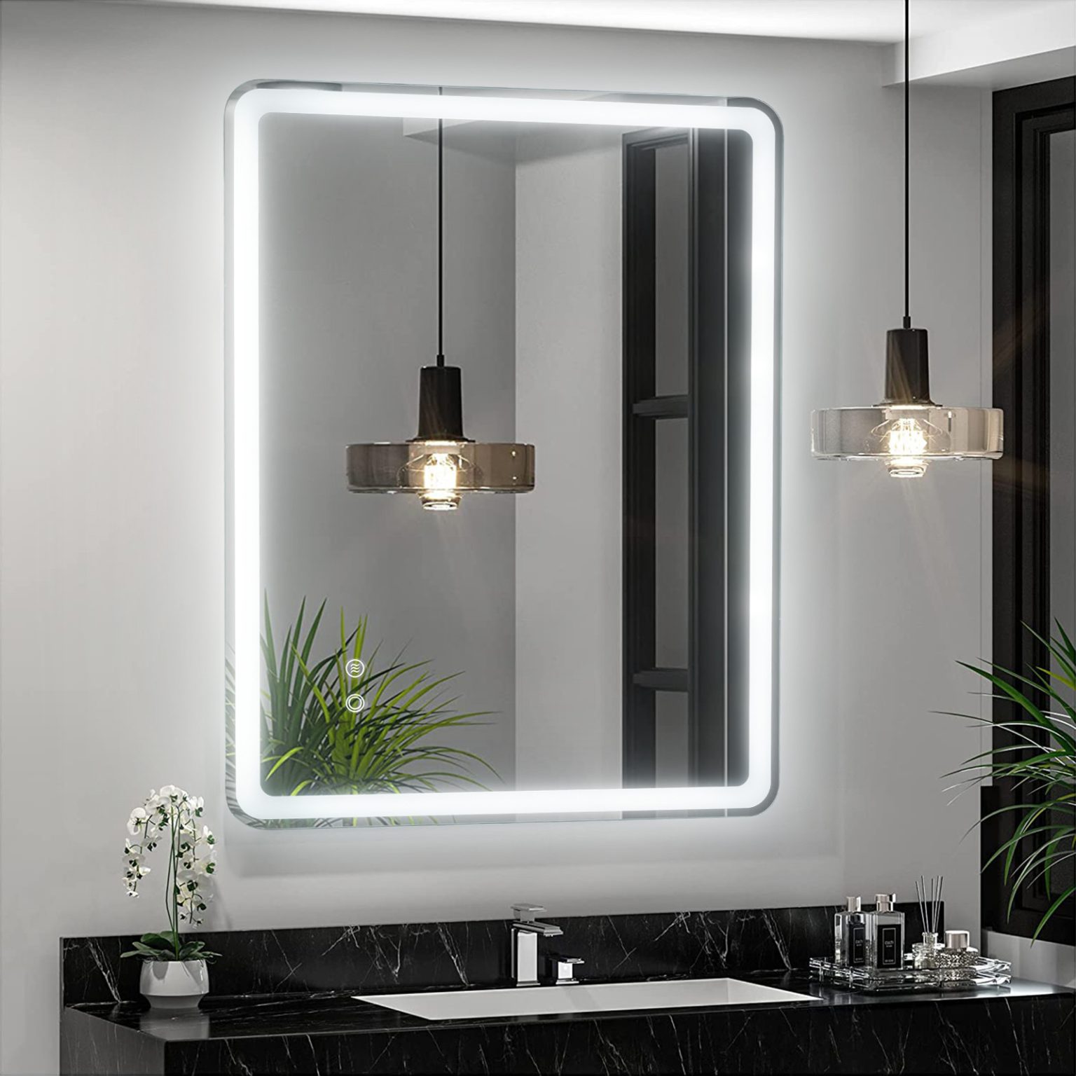 Bathroom LED Mirror Anti-Fog Dimmable Wall Mounted Vanity Mirror With Lights-TurboTech.co