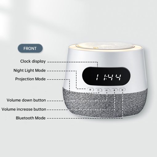 Night Light For Kids Room Bluetooth Speaker Kids Night Light Star Projector With 3.5mm AUX Audio Input LED Clock 6 Sets Of Film For Party Room Decor For Teen Girls Birthday Day Gifts TurboTech Co 4