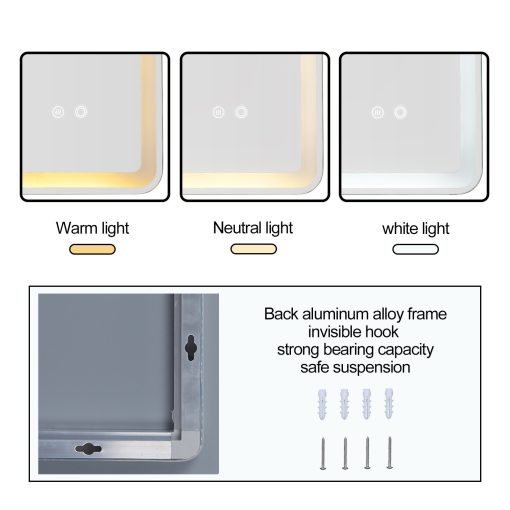Bathroom LED Mirror Anti-Fog Dimmable Wall Mounted Vanity Mirror With Lights-TurboTech.co