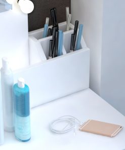 Vanity Set With Led Light Mirror and Cushioned Stool Storage Drawer Makeup Table-TurboTech.co