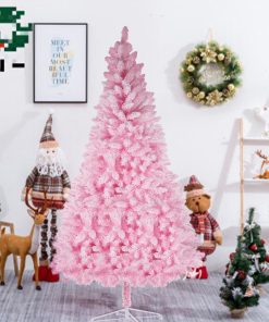 Pink Artificial Christmas Tree Snow Flocked 7-9ft  Full Tree With Metal Stand TurboTech Co 2