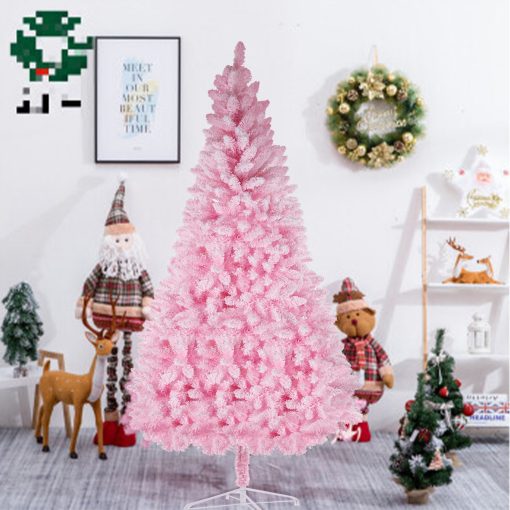 Pink Artificial Christmas Tree Snow Flocked 7-9ft  Full Tree With Metal Stand TurboTech Co 2