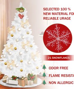 White Artificial Christmas Tree Snow Flocked 8ft Full Tree With Metal Stand