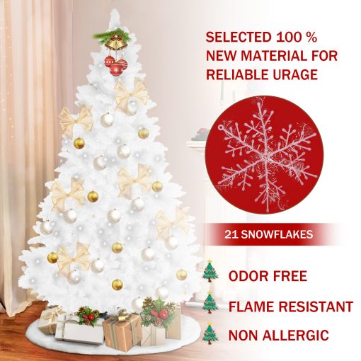 White Artificial Christmas Tree Snow Flocked 8ft  Full Tree With  Metal Stand TurboTech Co 7