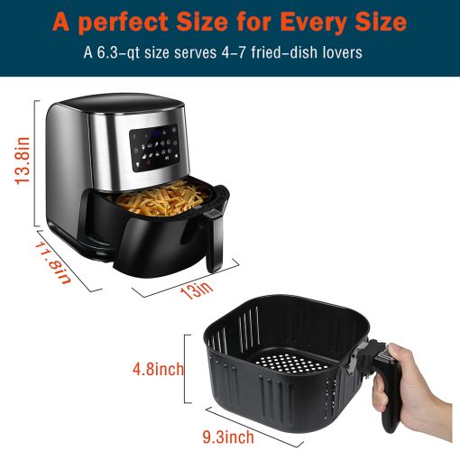 Multi-function Air Fryer Oven Oilless Cooker With 10 Preset LED Touchscreen Detachable Nonstick Basket Kitchen Appliances TurboTech Co 5