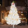 White Artificial Christmas Tree Snow Flocked 8ft  Full Tree With  Metal Stand TurboTech Co