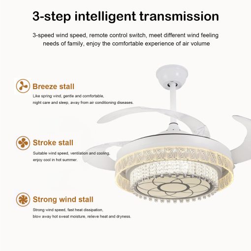 LED Fan Light Acrylic Stealth Restaurant Ceiling Fan Light Energy-saving Silent TurboTech Co 6