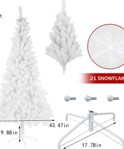 White Artificial Pre-Lit Christmas Tree, 7.5-9ft Full Tree, With Metal Stand