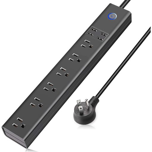 10 FT Surge Protector Power Strip With USB 6 Outlets And 4 USB Ports Wall Mountable Flat Plug Extension Cord TurboTech Co 6