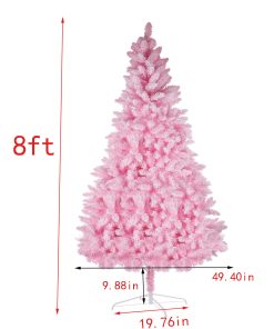 Pink Artificial Christmas Tree Snow Flocked 7-9ft Full Tree With Metal Stand