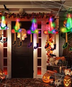 Halloween Decorations Outdoor 5 Pcs Hanging Witch Hat Lights with Legs