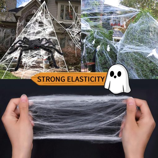 Spider Web + 100 LED Solar String Light Outdoor Scary Halloween Party Decor- TurboTech.co