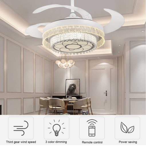 LED Fan Light Acrylic Stealth Restaurant Ceiling Fan Light Energy-saving Silent TurboTech Co 9