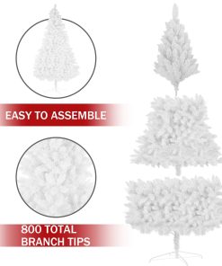 White Artificial Pre-Lit Christmas Tree, 7.5-9ft Full Tree, With Metal Stand