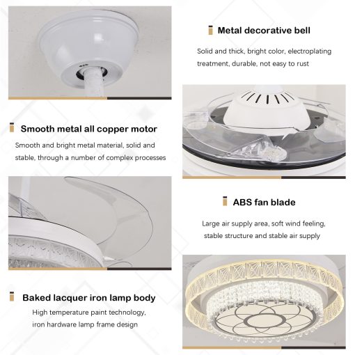 LED Fan Light Acrylic Stealth Restaurant Ceiling Fan Light Energy-saving Silent TurboTech Co 5