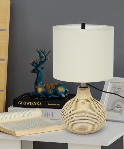 Woven Desk Lamp Mini Desk Lamp European Style Rattan Linen Room Light