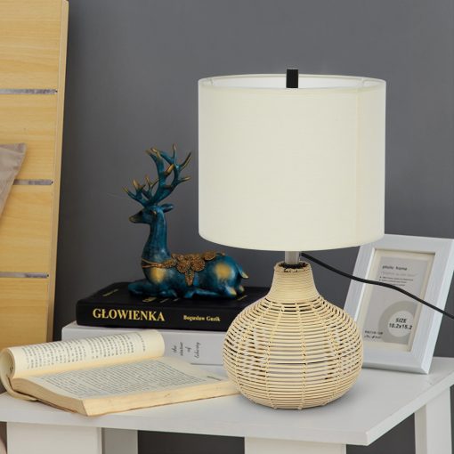 Woven Desk Lamp Mini Desk Lamp European Style Rattan Linen Room Light TurboTech Co 8