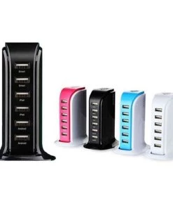 Smart Power 6 USB Port Mobile Charger Colorful Tower for Home/Office TurboTech Co