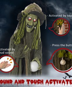 Green Talking Witch, Life Size Animated Prop Halloween Decor-TurboTech.co