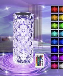 Crystal Lamp Rechargeable Touch Table Lamp with 16 RGB Colors & Gradient & Dynamic with USB Charging Port