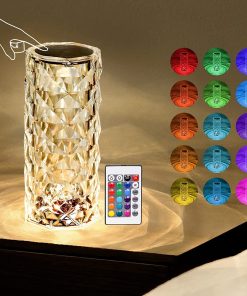 Crystal Lamp Rechargeable Touch Table Lamp with 16 RGB Colors & Gradient & Dynamic with USB Charging Port TurboTech Co 2