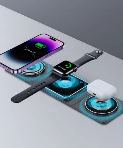 3 IN 1 Magnetic Folding Wireless Charger Station For IPhone Transparent Fast Charging For IWatch And Airpods TurboTech Co