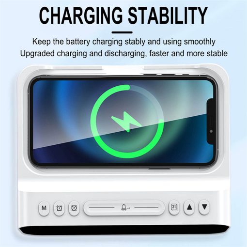 Three-in-one Wireless Charger Alarm Clock Fast Charging Mobile Phone Usb Charger Temperature Tester Charging Station TurboTech Co 5