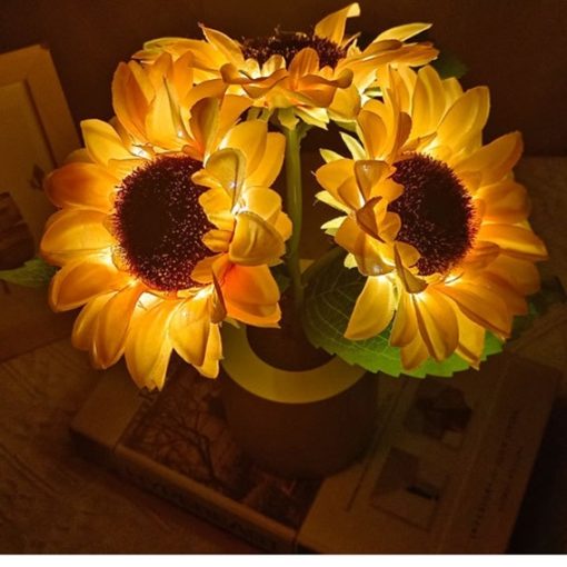 Rechargeable Table Lamp Sunflower Led Simulation Night Light Flowers Decorative Desk Lamp TurboTech Co 2