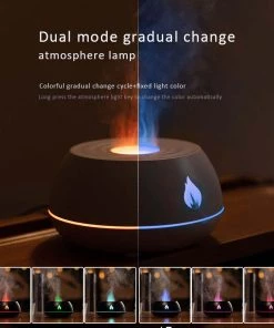 Flame Humidifier Aromatherapy Diffuser 7 Colors Light Home Air Purifier 130ML USB Room Fragrance Essential Oil Diffuser TurboTech Co 2