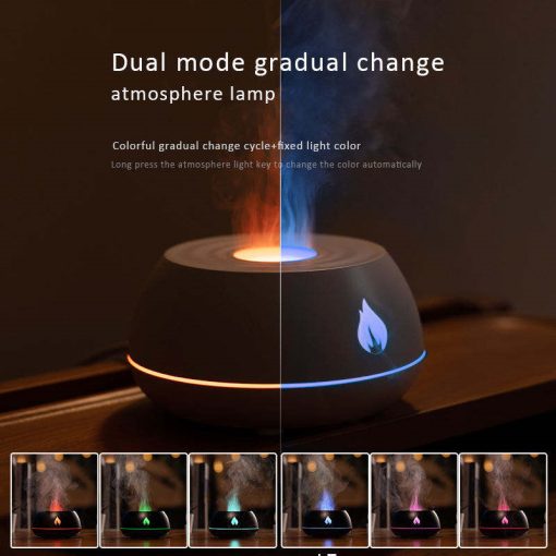 Flame Humidifier Aromatherapy Diffuser 7 Colors Light Home Air Purifier 130ML USB Room Fragrance Essential Oil Diffuser TurboTech Co 2