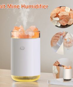 Crystal Salt Stone Humidifier & Diffuser - LED Night Light, Ultrasonic, Aromatherapy Oil
