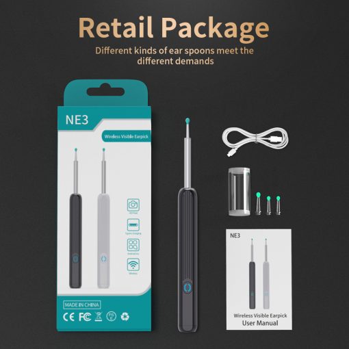 Wireless Endoscope Ear Cleaning Kit Otoscope Ear Wax Removal Tool With Camera LED Light For I-phone TurboTech Co 10