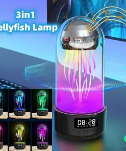 3in1 Colorful Jellyfish Lamp Bluetooth Speaker With Clock Luminous Portable Stereo Breathing Smart Light Decoration TurboTech Co 2