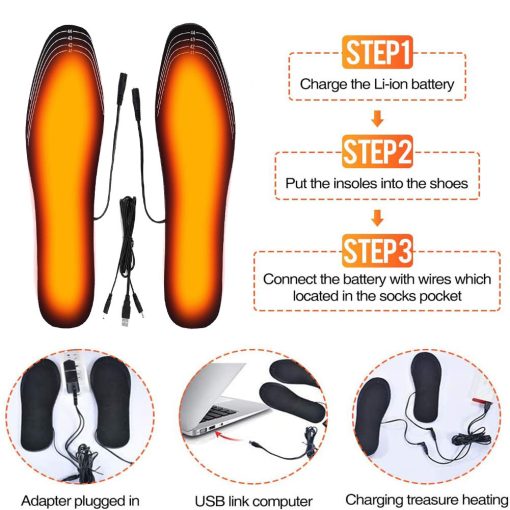 USB Heating Insoles Pad Feet Heated Shoes Heater Can Be Cut Winter Warmers For Boots Sneaker Shoes TurboTech Co 4