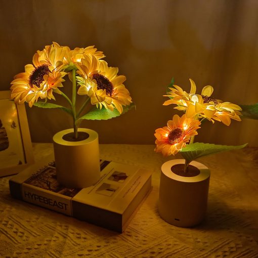 Rechargeable Table Lamp Sunflower Led Simulation Night Light Flowers Decorative Desk Lamp TurboTech Co 9