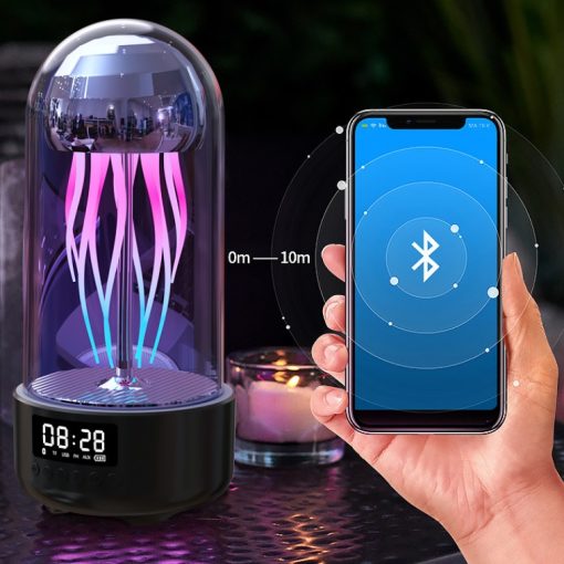 3in1 Colorful Jellyfish Lamp Bluetooth Speaker With Clock Luminous Portable Stereo Breathing Smart Light Decoration TurboTech Co 10