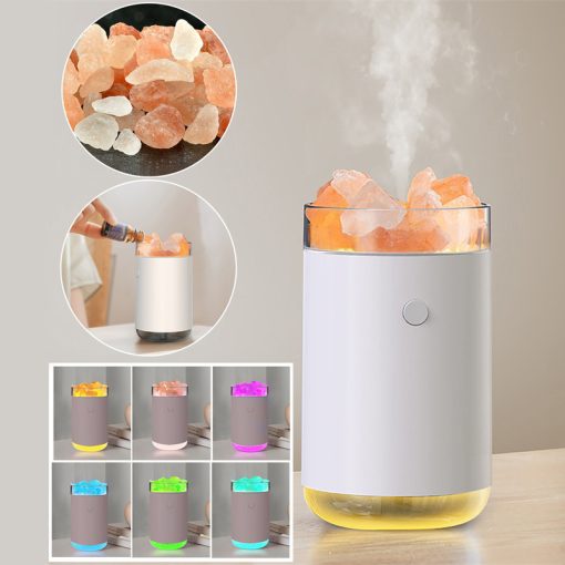 Crystal Salt Stone Humidifier & Diffuser – LED Night Light, Ultrasonic, Aromatherapy Oil TurboTech Co