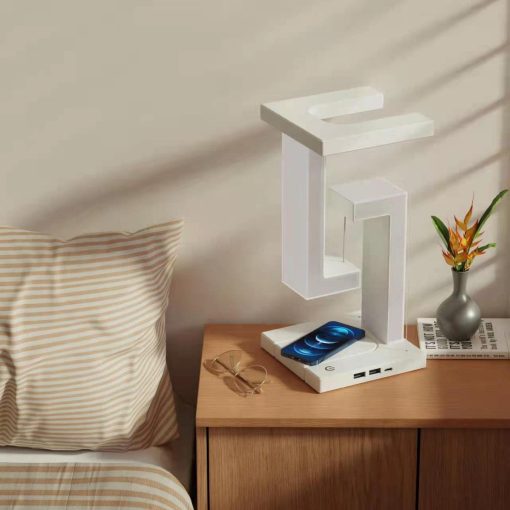 Creative Wireless Charging Station Table Lamp USB Charger Suspension Balance Room Light Floating For Home Bedroom TurboTech Co 4