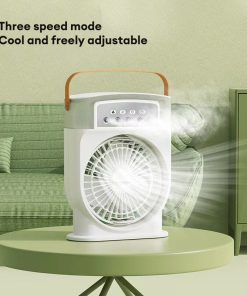 USB Portable Air Conditioner - 5 Spray, 7-Color Light, 600ML Water Tank, Cooling Mist Fan & Humidifier