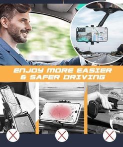 360 Rear View Mirror Phone Holder Multifunctional Rotatable And Retractable Suitable For All Mobile Phones And All Car