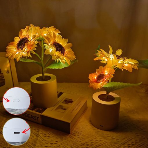 Rechargeable Table Lamp Sunflower Led Simulation Night Light Flowers Decorative Desk Lamp TurboTech Co 4