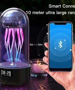 3in1 Colorful Jellyfish Lamp Bluetooth Speaker With Clock Luminous Portable Stereo Breathing Smart Light Decoration