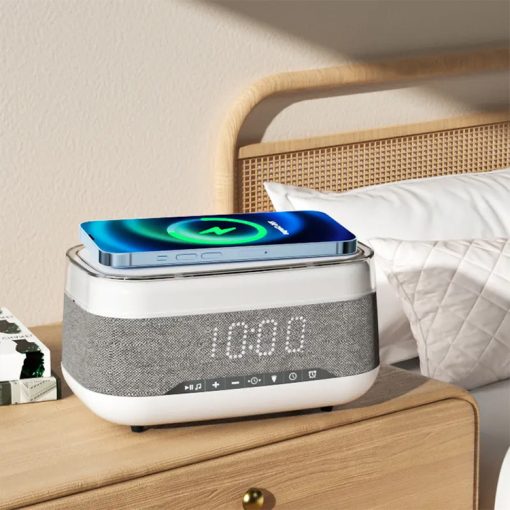 Intelligent Multifunctional Wireless Fast Charger Alarm Clock Bluetooth Speaker Atmosphere Night Light Home Decor TurboTech Co 3