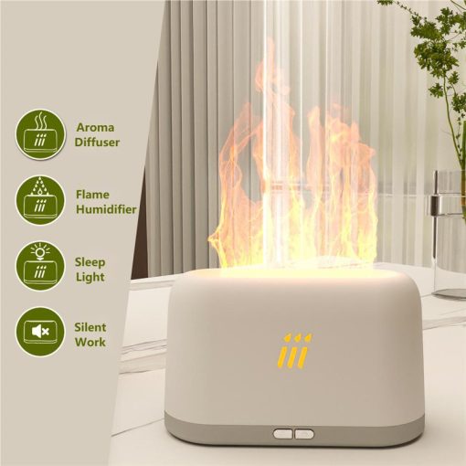 Flame Aroma Diffuser – Ultrasonic Cool Mist Humidifier with LED & Essential Oil Purifier TurboTech Co 4